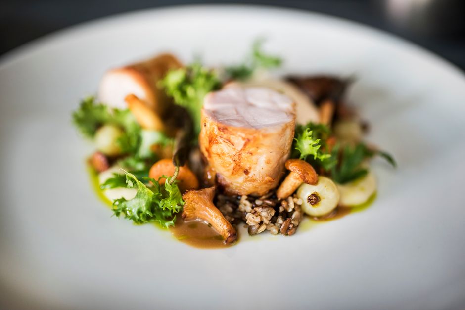 Fine dining plated dinner setup for corporate event