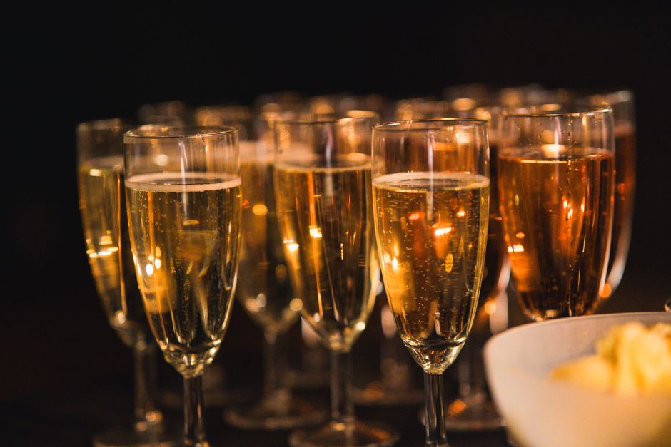 Champagne toast at a private catered event